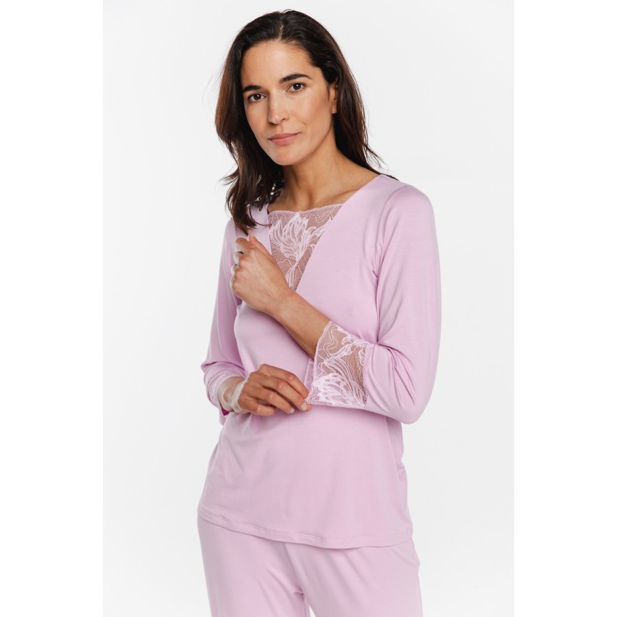 Pijama set mujer color azul vista lateral
